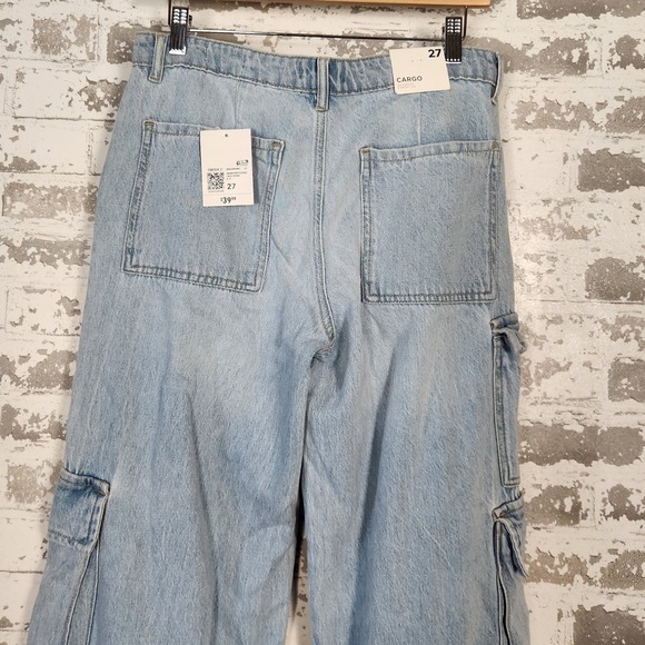 Forever 21 Premium Womens Cargo Jeans Size 27 Relaxed Fit Straight Leg Pockets - Picture 7 of 16